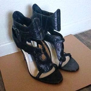 Camilla Skovgaard black leather printed heeled sandals size:39 US 7